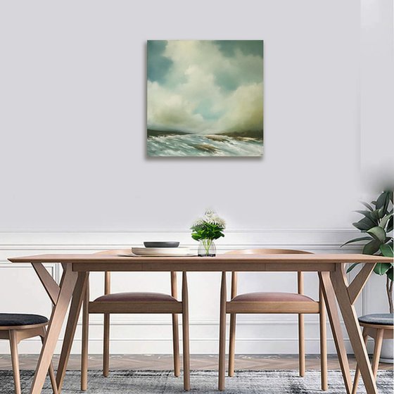 Dreams Carried On The Waves - Original Seascape Oil Painting on Stretched Canvas