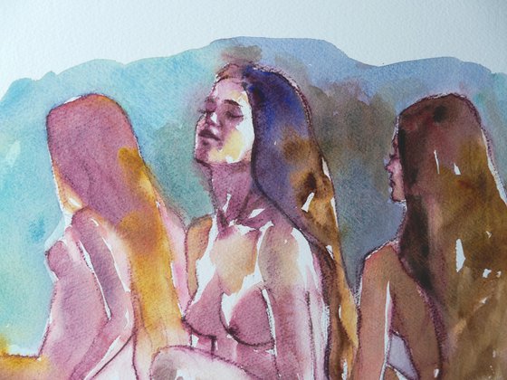 seated nude 3 poses