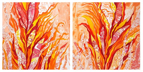 Set of 2 «Flaming Blooms»
