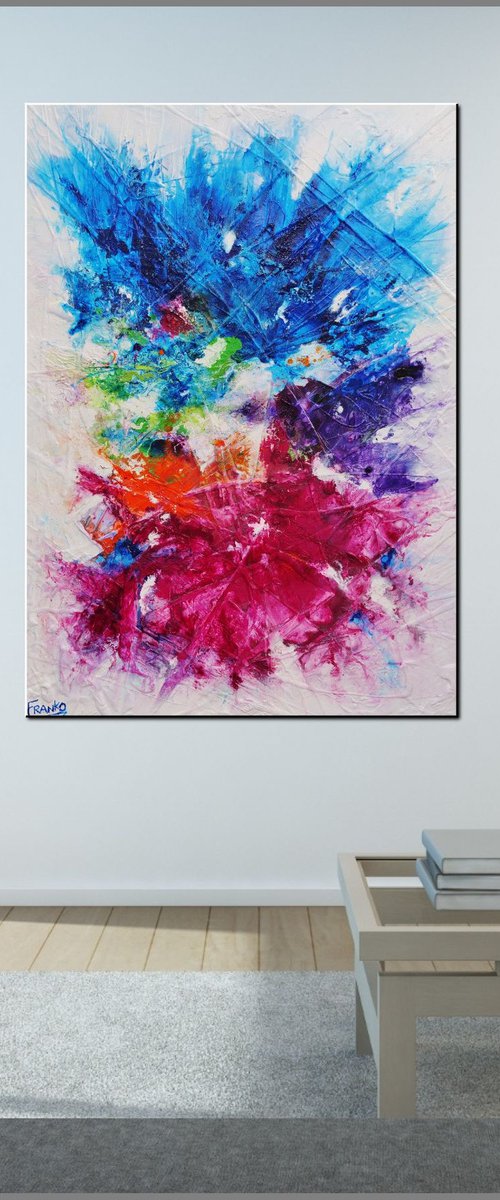 Colour Bomb 140cm x 100cm Colourful Abstract Art by Franko