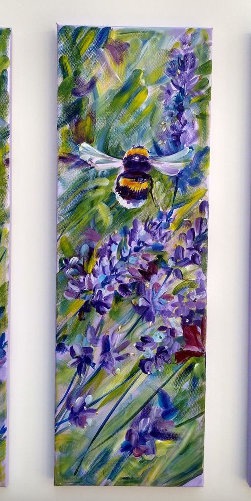 Bees on lavender by Anjana Cawdell