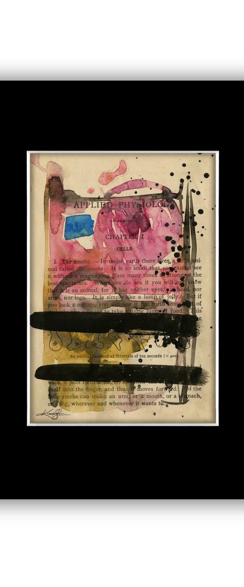 Abstract on Antique Book Page - Abstract Watercolor Painting by Kathy Morton Stanion