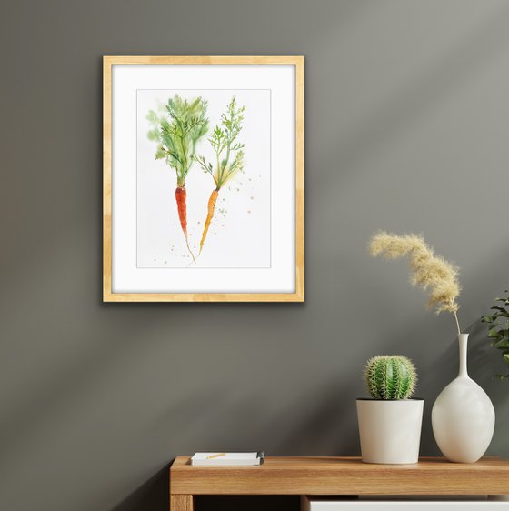 Carrots from my garden 2022. Original watercolor artwork.