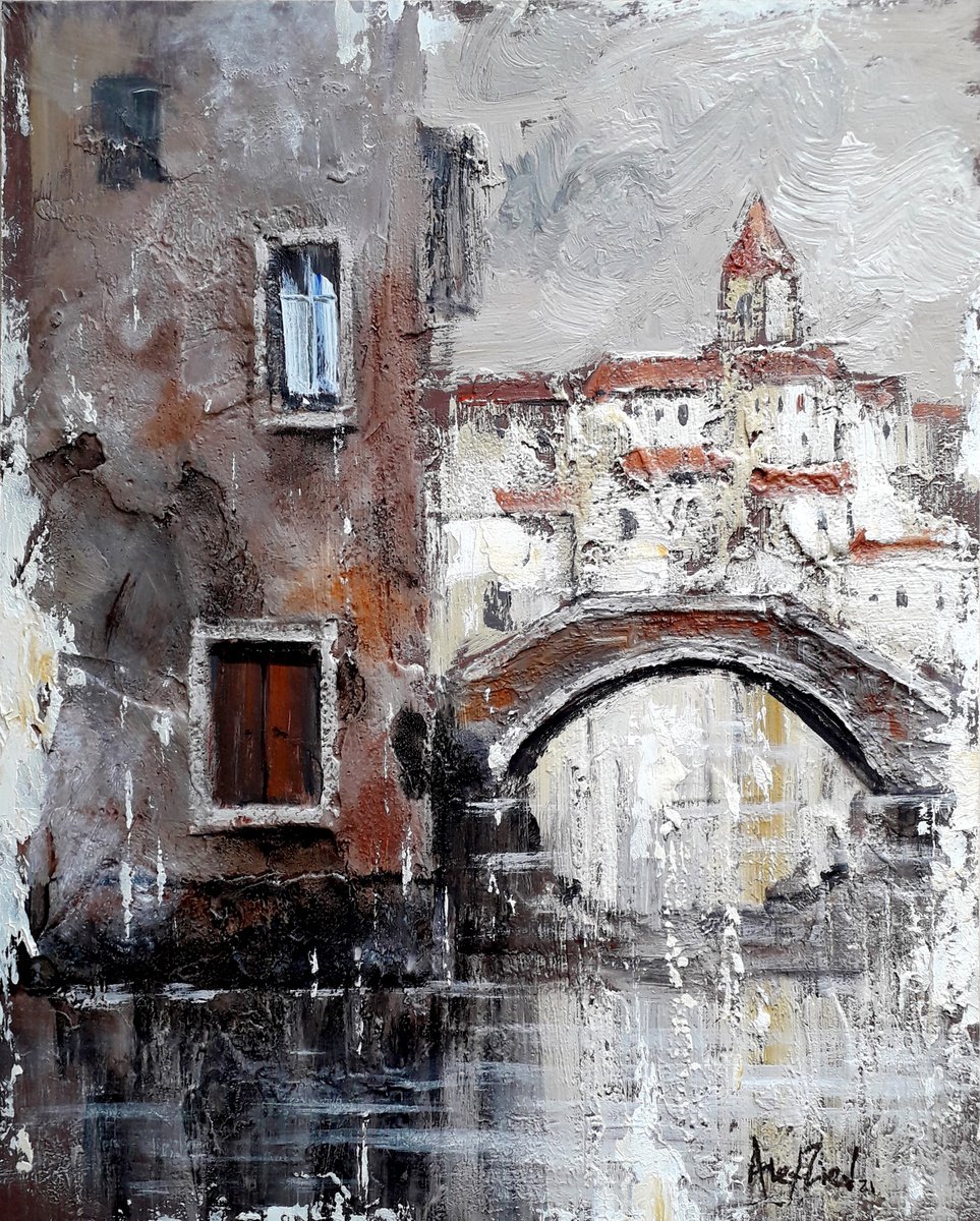 Texture painting. Venice. Canals and bridges by Alexander Zhilyaev