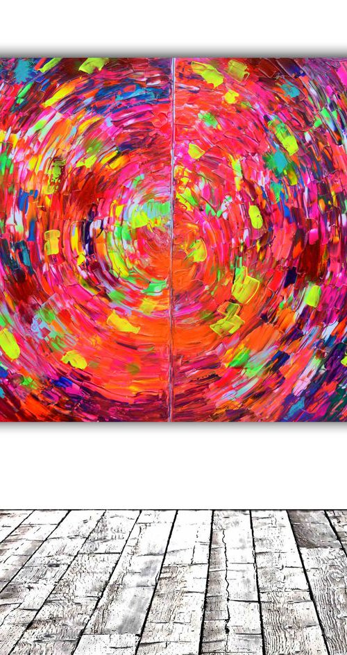 Gypsy Skirt Rounded III - 160x80 cm - XXL Large Modern Abstract Big Painting - Ready to Hang, Office, Hotel and Restaurant Wall Decoration by Soos Tiberiu
