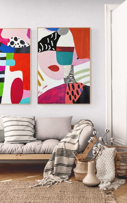 Playful Abstract Diptych by Sasha Robinson