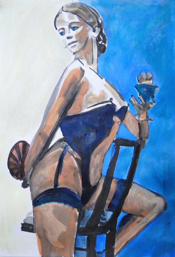 Girl in blue corset / 37.7 X 26.3 cm