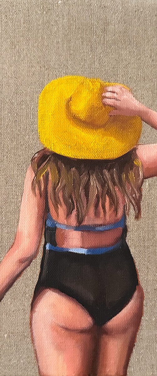Girl in the yellow sun hat by Daria Gerasimova