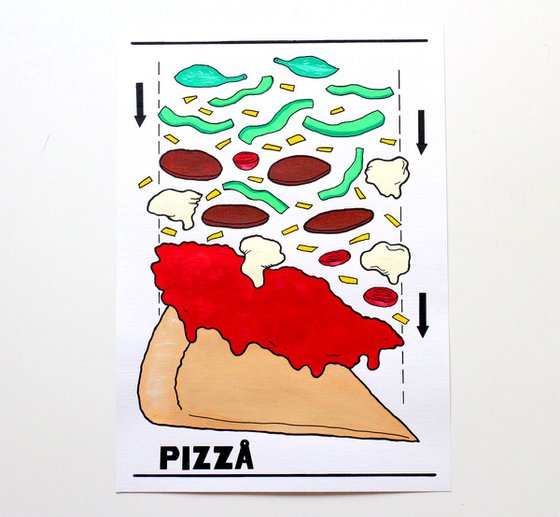Pizza Assembly Instructions - Unframed Hand Drawn A3 Poster