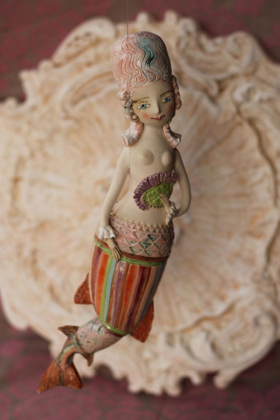 Underwater Baroque Mermaid. Hanging sculpture. Sculpture by Elya