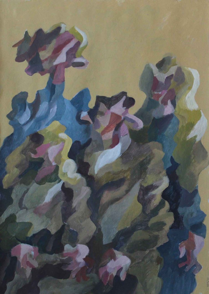 Expressive Portrait Acrylic Painting By Martin Singer, 12 X 16", Family Portrait #35, Original Artwork