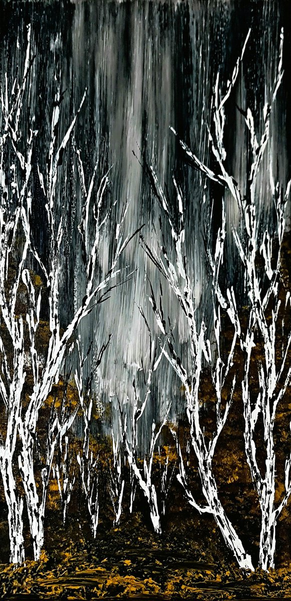  Birches In Winter By Daniel Urbani?k, 12 X 24, Artwork For Sale On Artfinder