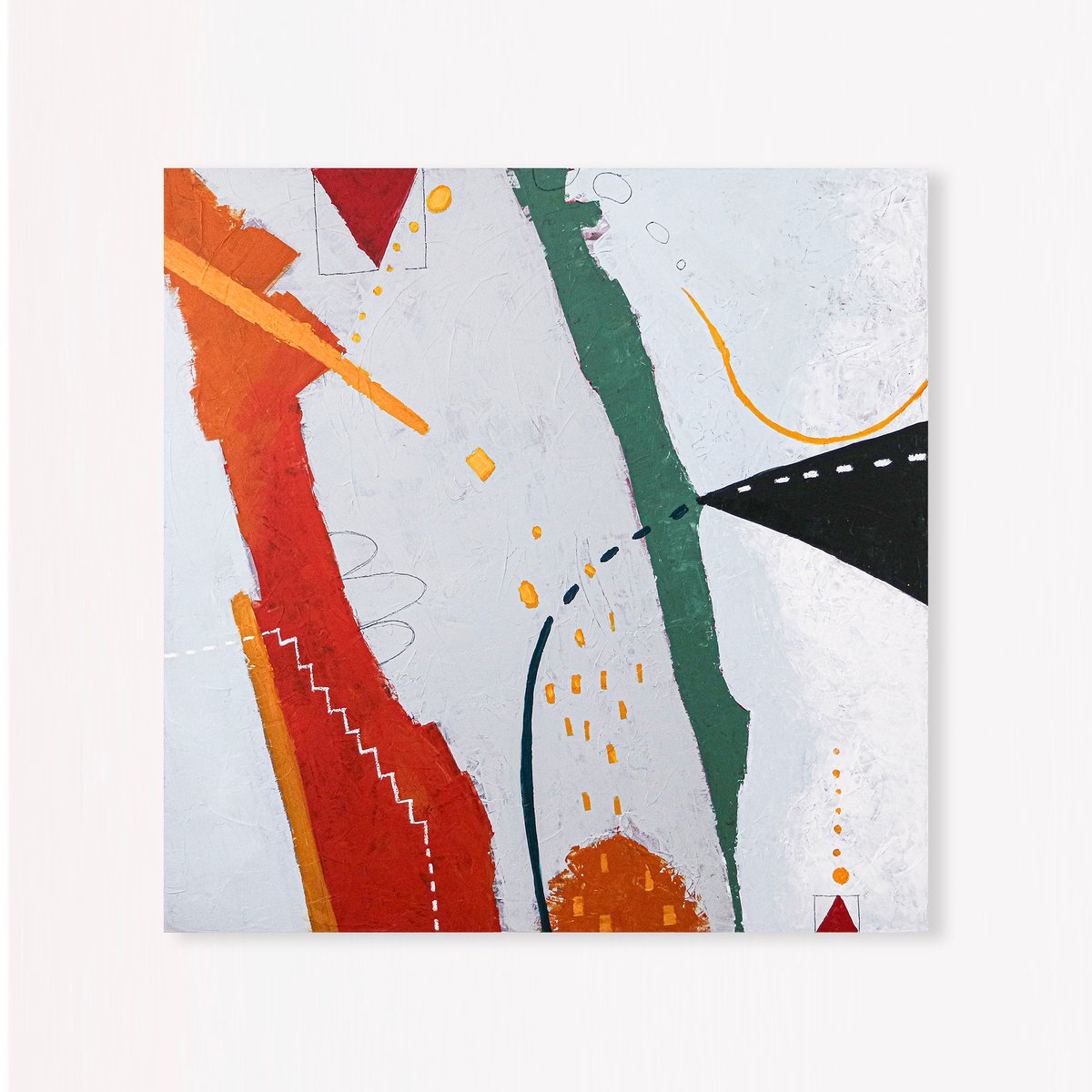 Abstract Acrylic Painting By Hyunah Kim, 40 X 40, Black Kite, Original Artwork