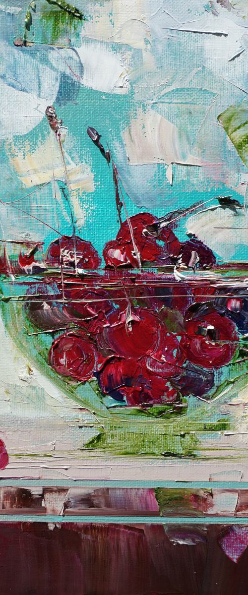 Bowl of Cherries 12x12in;30x30cm by jelena b