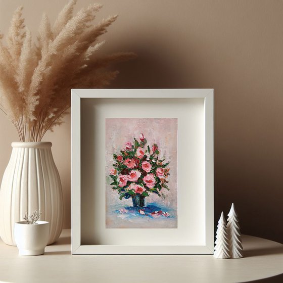 Bouquet of roses in a vase Painting Flower Art Floral Miniature