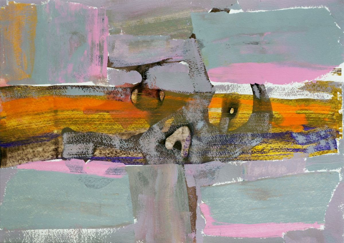 Expressive Abstract Acrylic Painting By Florina Breazu, 22 X 17, Atemporal Field Ii, Original Artwork