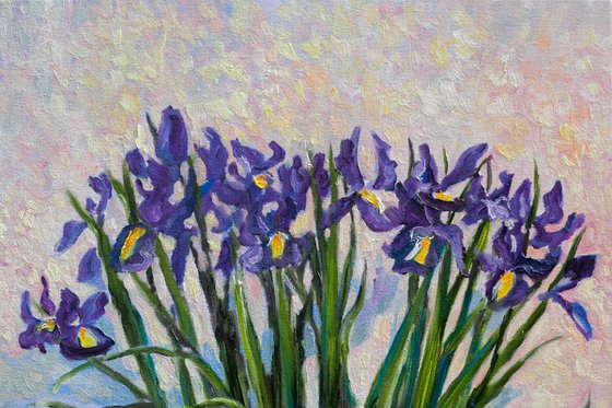 Blue Irises and Hyacinth