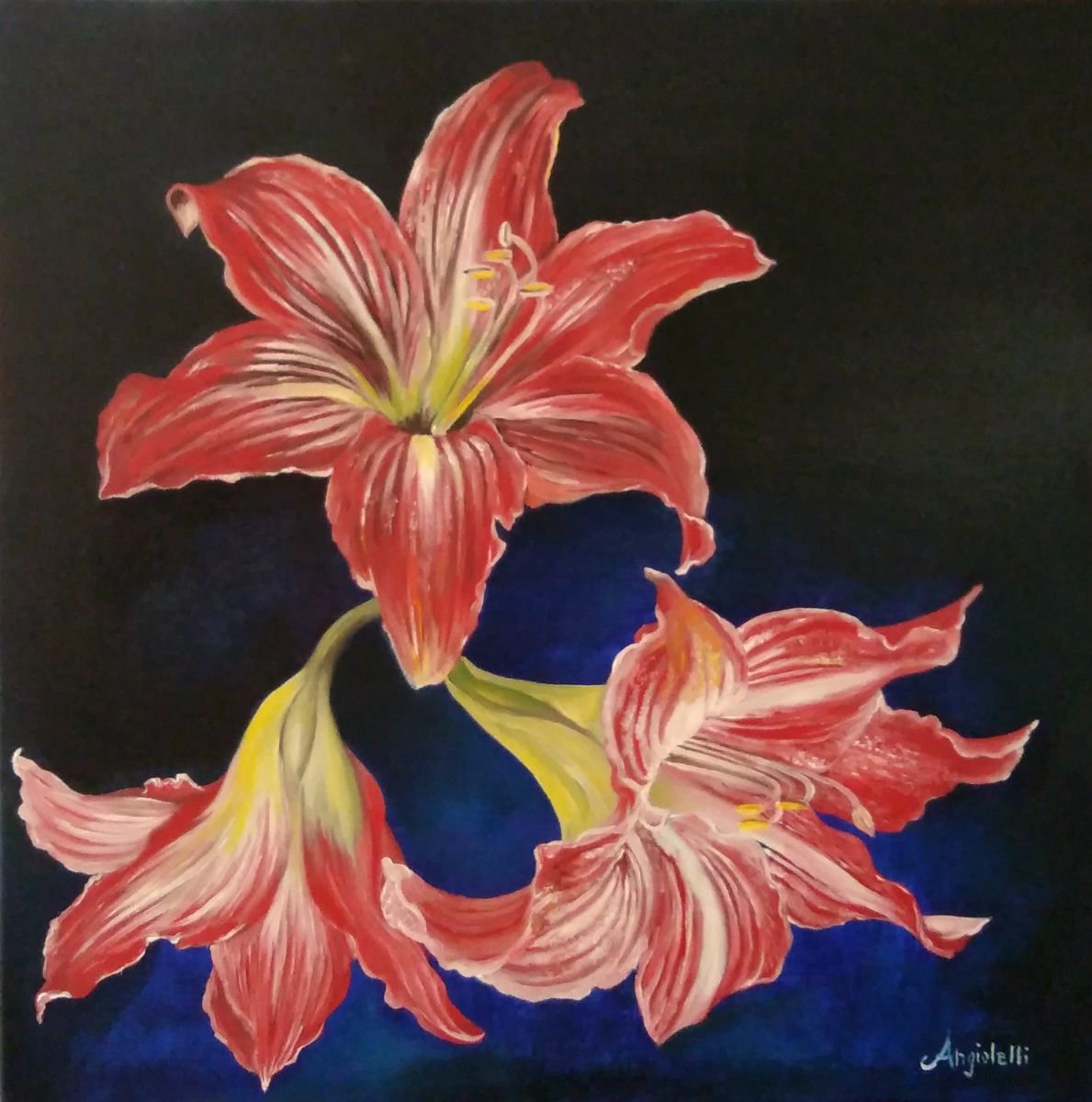 Photorealistic Botanical Oil Painting By Anna Rita Angiolelli, 16 X 16, Flowering, Original Artwork
