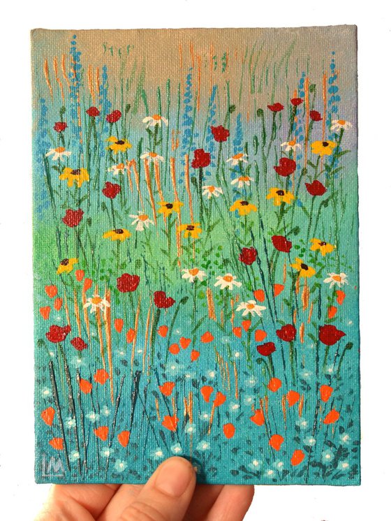 Mini Meadow 6 - poppies, rudbeckias, daisies and forget-me-nots