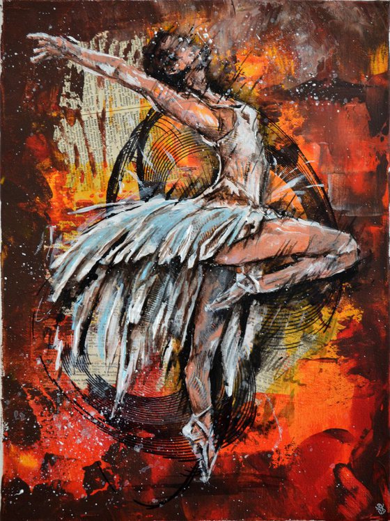 Ballerina - Original Mixed Media Art on Canvas Ready To Hang