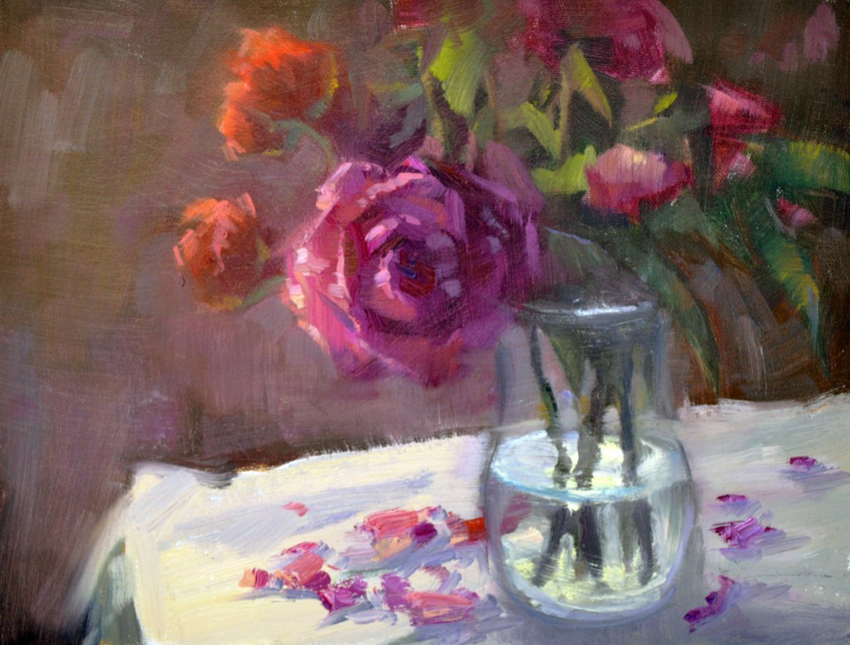 Impressionistic Still Life Oil Painting By Kristina Sellers, 12 X 9", Garden To Table, Original Artwork