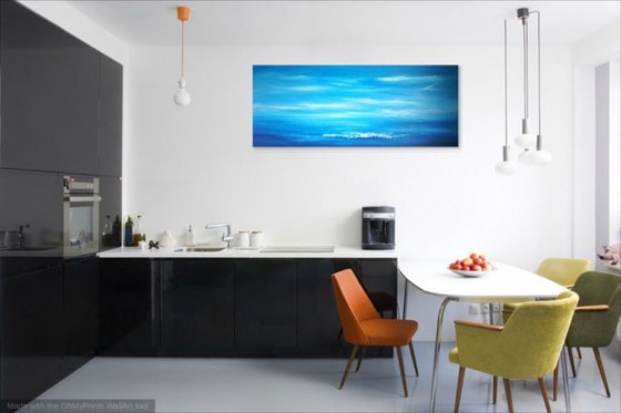 Seascape, Cool Horizon - surf, wave, seascape abstract, Modern Art Office Decor Home