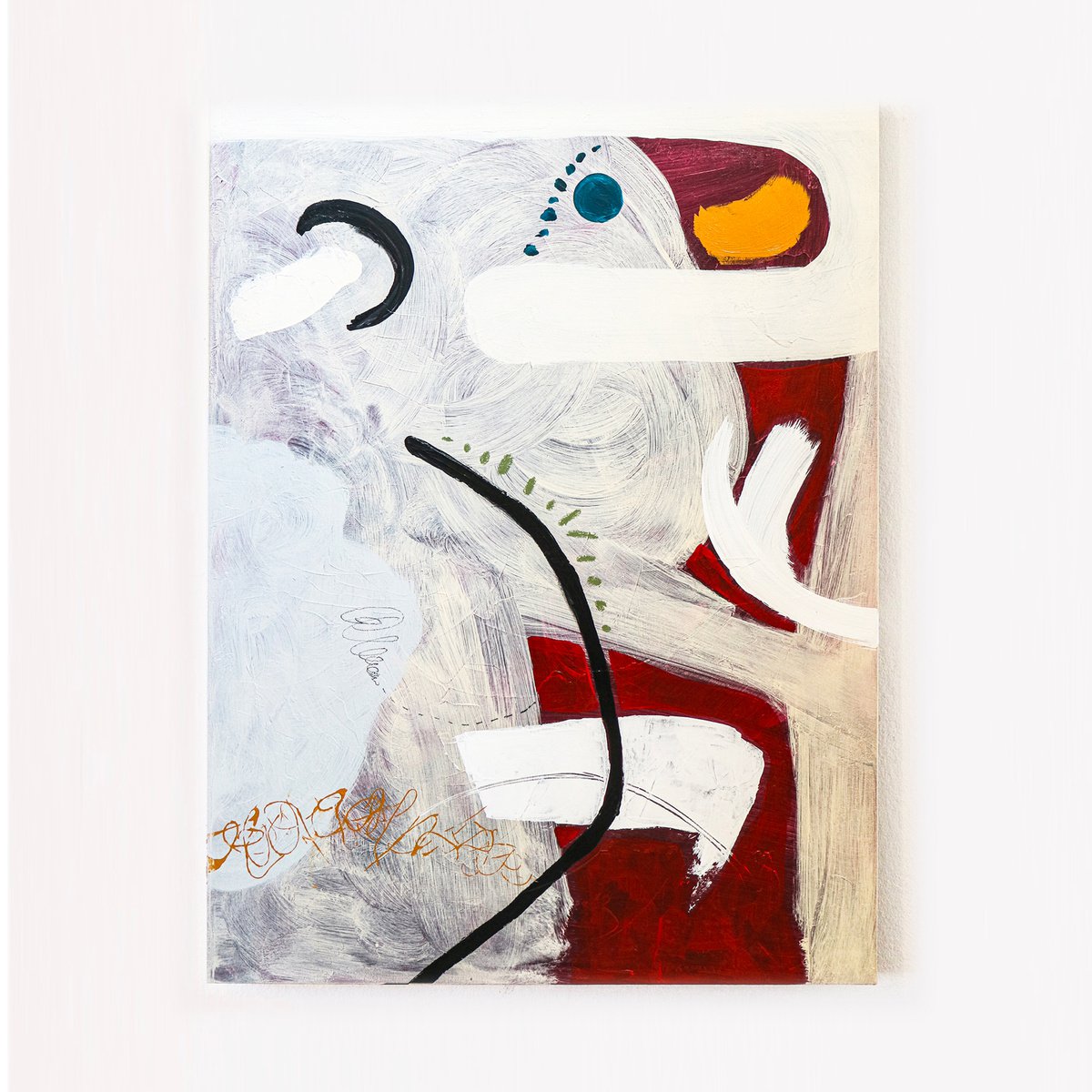 Abstract Acrylic Painting By Hyunah Kim, 30 X 40, Lean On By Chance, Original Artwork