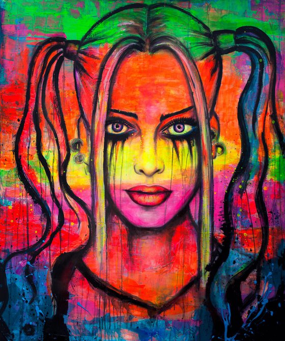 Harley Quinn UV Pop Art Portrait Painting