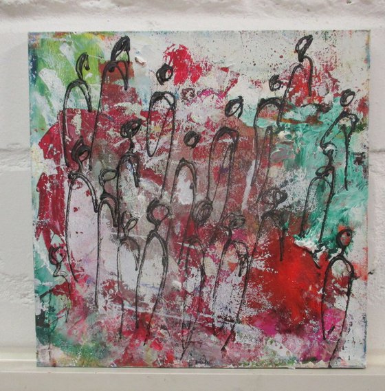 abstract people green and red 11,8 x 11,8 inch