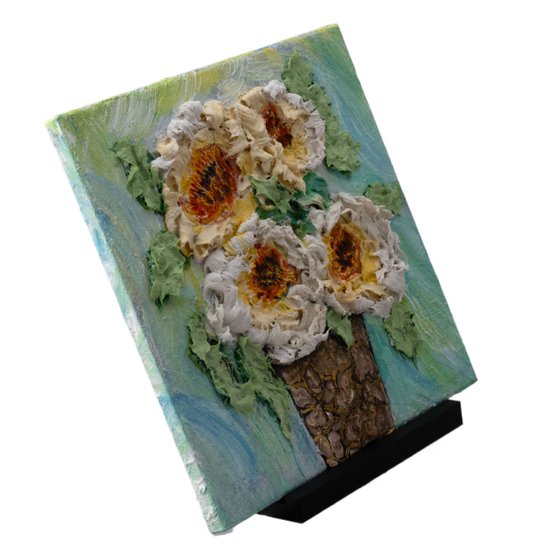 Golden Floral Relief 3D