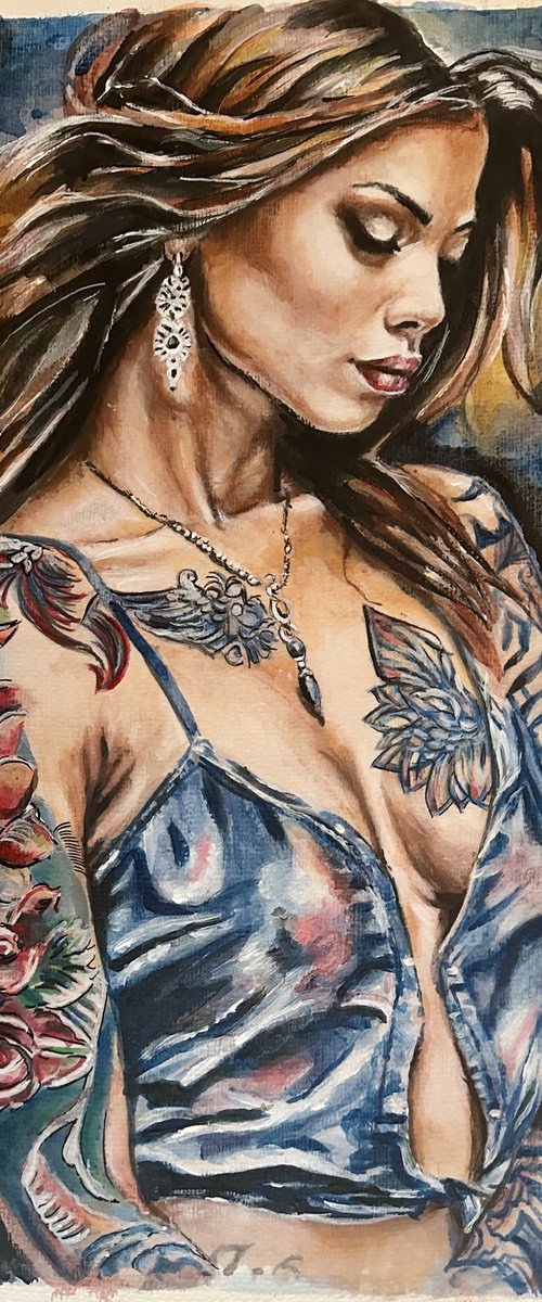 Girl with a Floral Tattoo by Misty Lady - M. Nierobisz