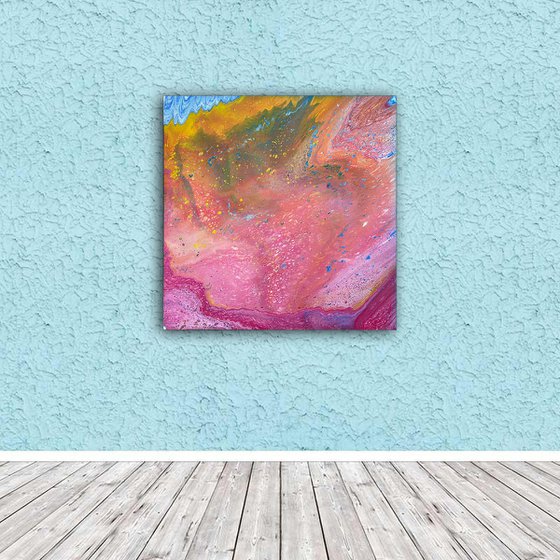 "Cosmic Bubblescape" - Original Abstract PMS Fluid Acrylic Painting on Deep Canvas - 30 x 30 inches