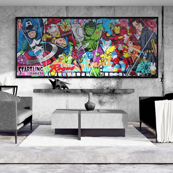 Magnificent Seven Rides Again 240cm x 100cm Textured Urban Pop Art