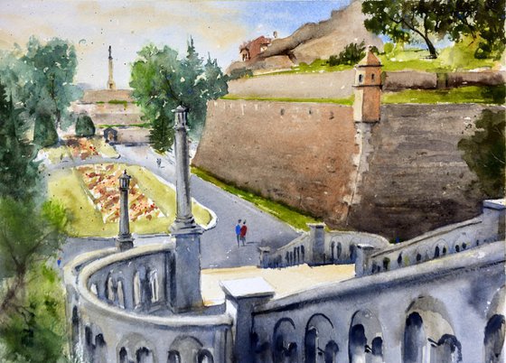 Big King`s stairs view Kalemegdan Beograd 25x36cm 2020