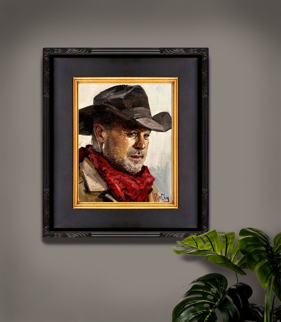 Cowboy with Red Scarf Portrait