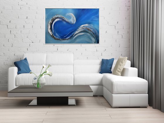 Wild Sea II  - Abstract Art - Acrylic Painting - Canvas Art - Framed Painting - Abstract Golden Sea Painting - Ready to Hang