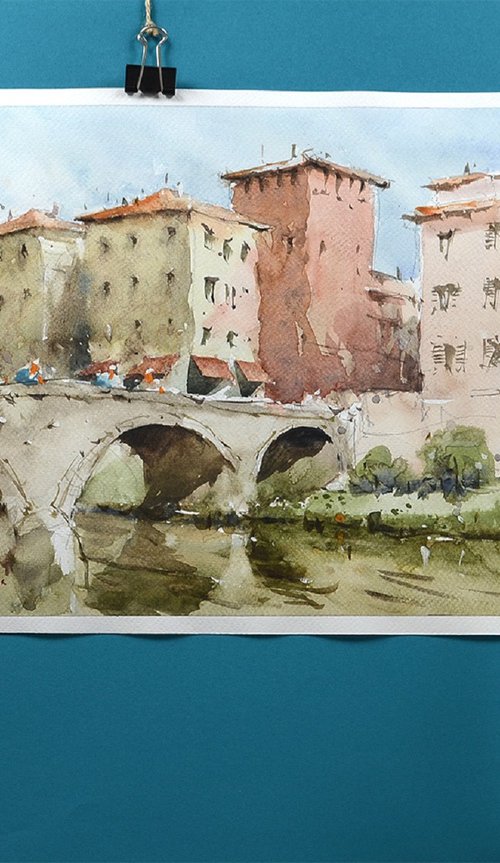 Padova Landscape, watercolor on paper, 2024 by Marin Victor