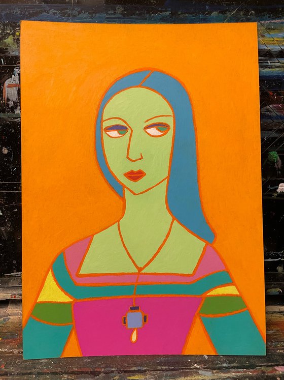 Naive Pop Art Renaissance woman portrait #4