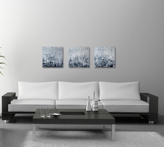 Winter Triptych (130 x 40 cm) (52 x 16 inches) 3 paintings in 1
