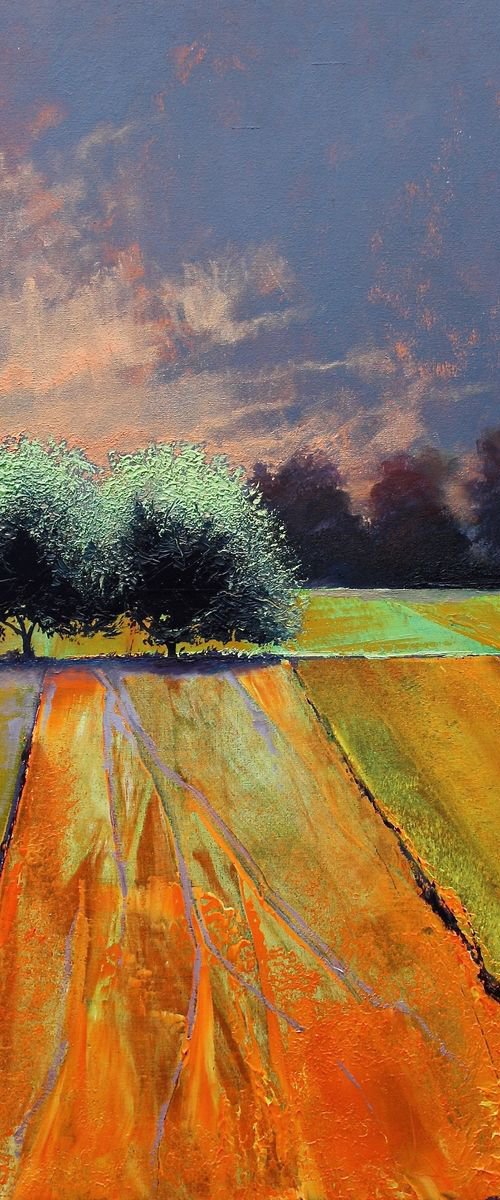 2 Trees Dawn Fire by Simon Jones