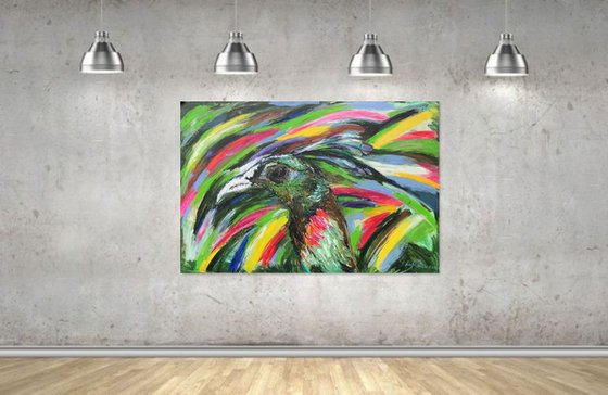 TROPICS. BIRD -  animal art, large size, original oil painting, interior art