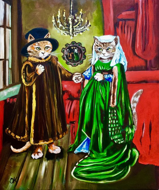 The Arnolfini Marriage. FELINE ART. MODERN URBAN ART OFFICE ART DECOR HOME DECOR