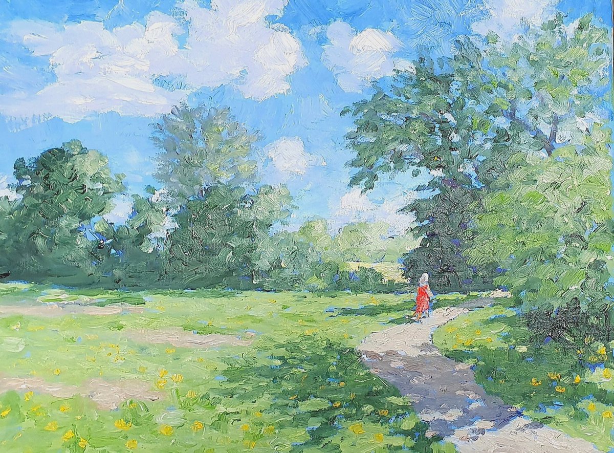 Impressionistic Landscape Oil Painting By Colin Ross Jack, 16 X 12, Summer Walk 7, Original Artwork