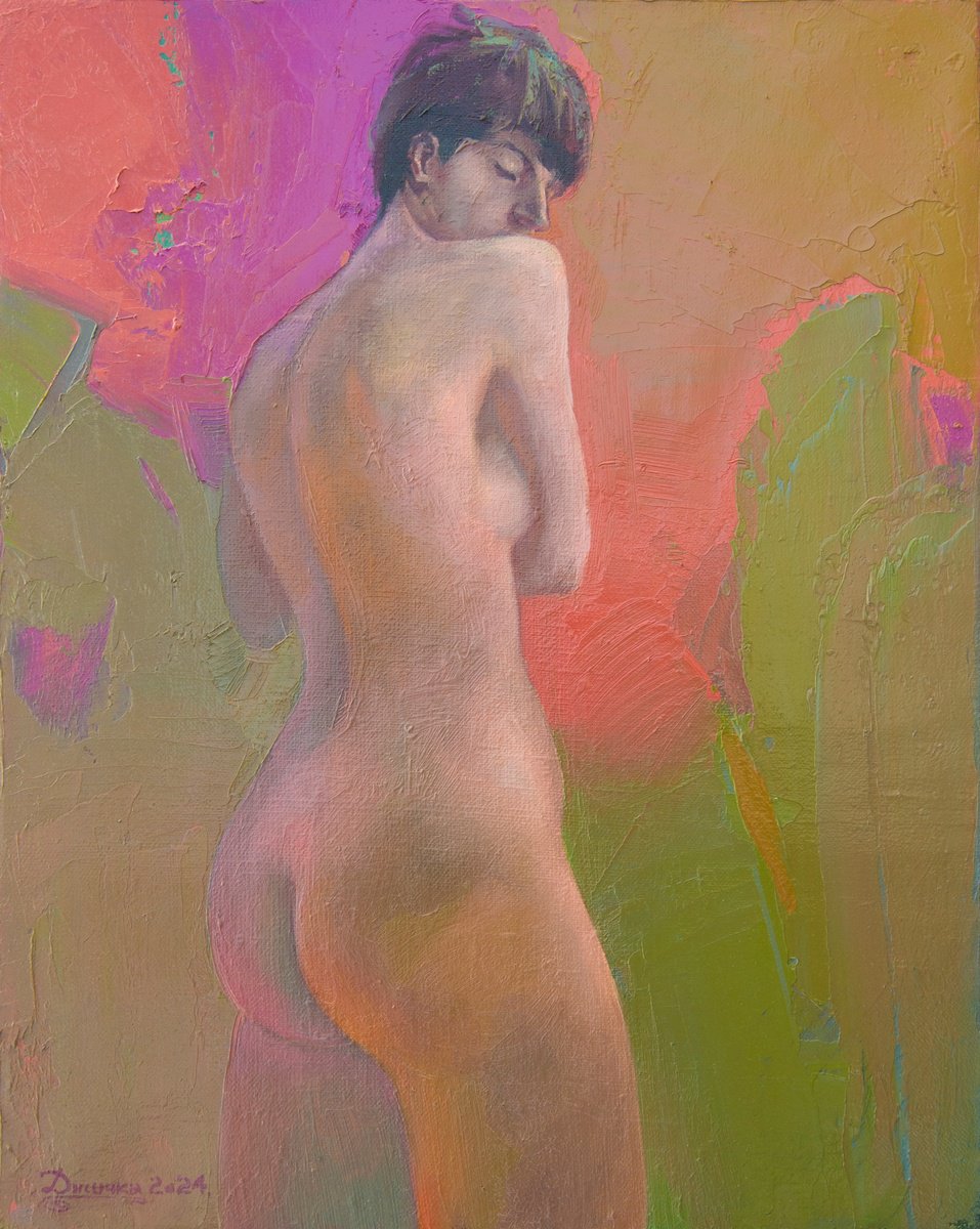 Impressionistic Portrait Oil Painting By Mykola Dzhychka, 16 X 20", Grace Of Color, Original Artwork