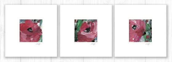 Abstract Floral Collection 8 - 3 Flower Paintings in mats by Kathy Morton Stanion