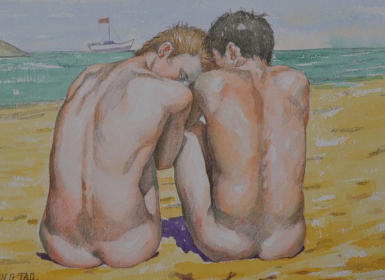 watercolor painting  gay men  artwork #171117