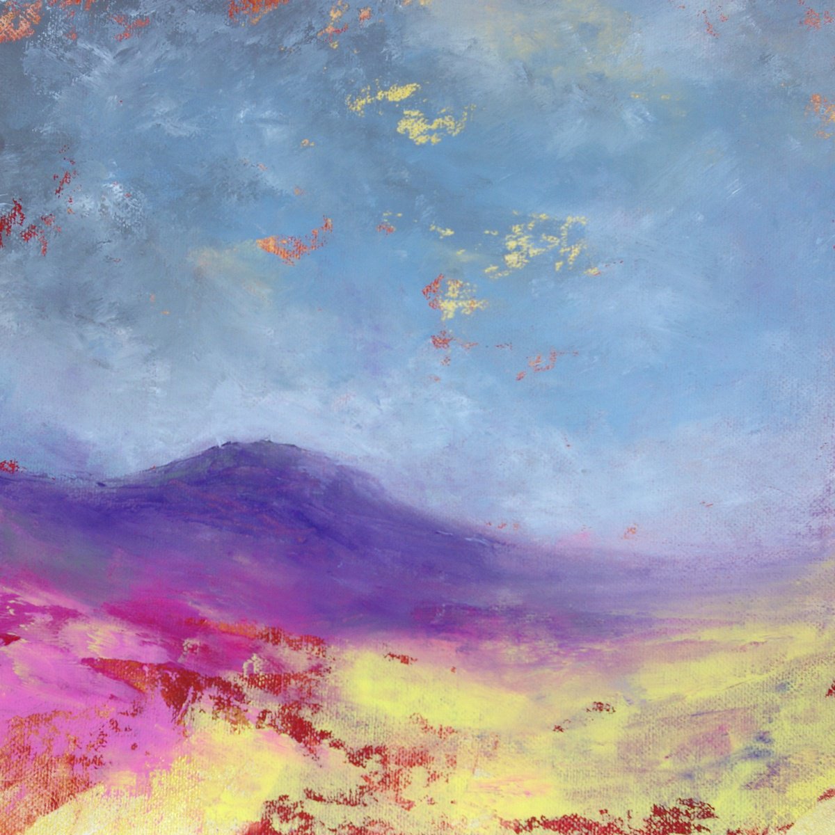 Impressionistic Landscape Acrylic Painting By Oconnart, 10 X 10", Moorland Summer, Landscape, Original Artwork