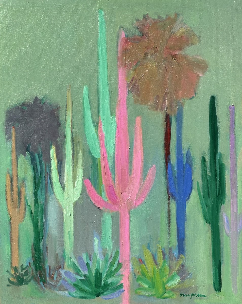 Impressionistic Abstract Oil Painting By Arun Prem, 16 X 20, Desert Carnival 2, Original Artwork