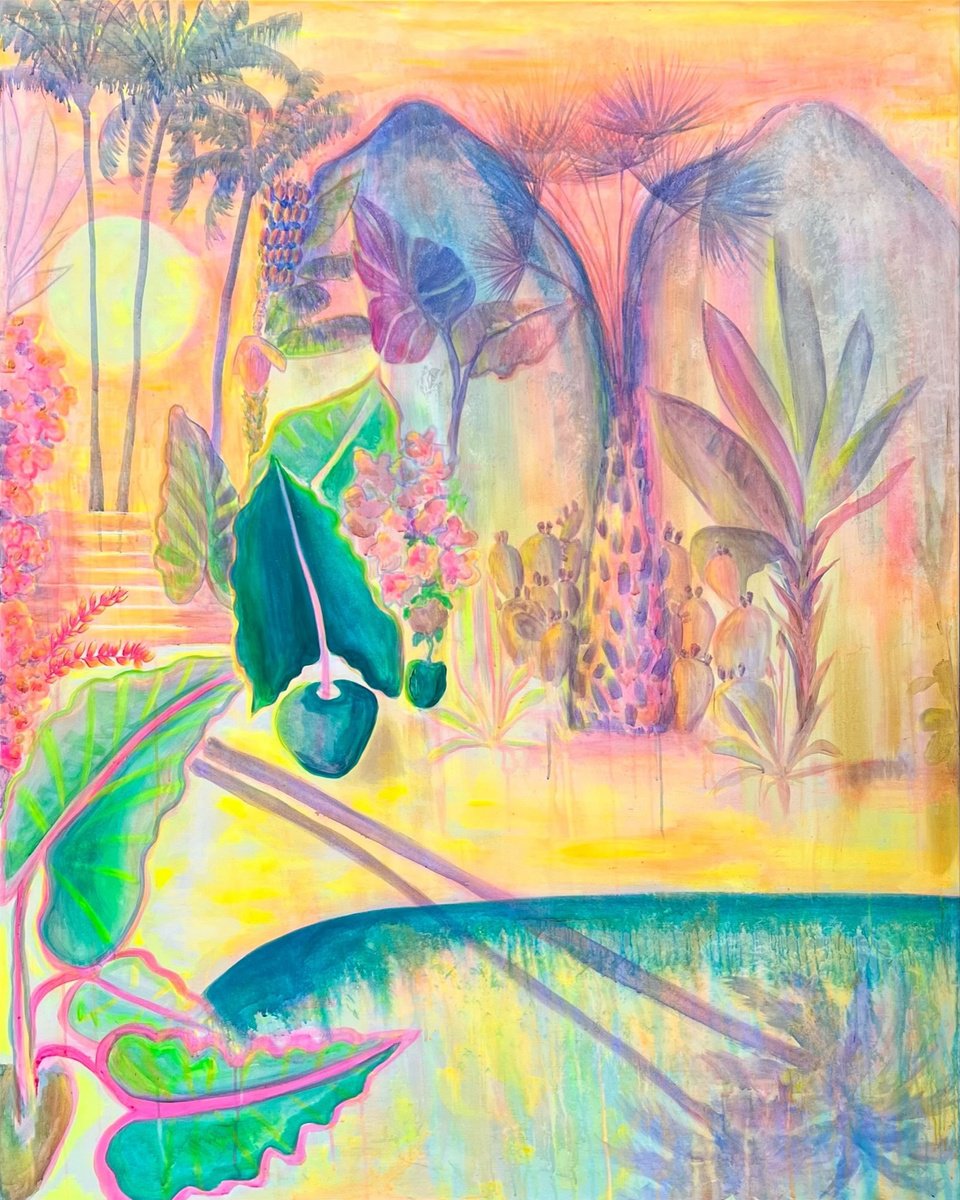 Expressive Landscape Acrylic Painting By Kathryn Sillince, 48 X 60", 