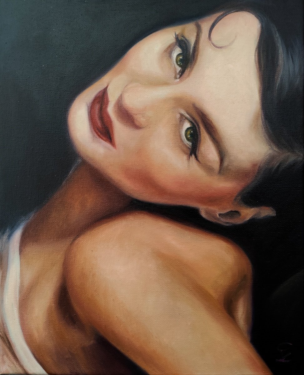 Photorealistic Portrait Oil Painting By Veronica Ciccarese, 9 X 12", Maila, Original Artwork